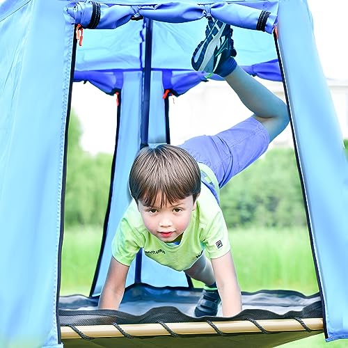KOZYSPHERE Kids Climbing Dome with Canopy and Playmat Blue