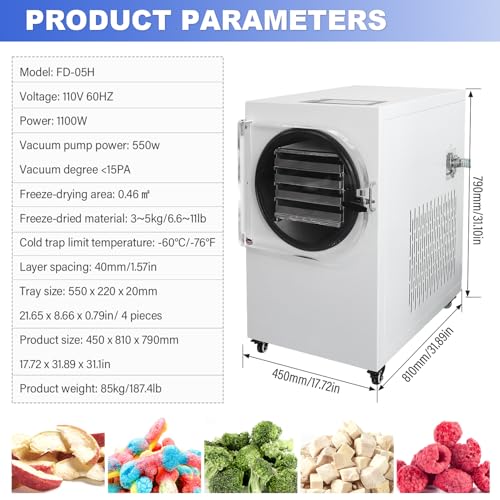HNZXIB ZZKD -60℃ Vacuum Freeze Dryer Machine for Home, Food Grade White