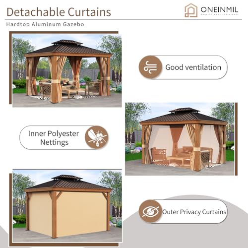 oneinmil 10' x 12' Hardtop Gazebo Brown
