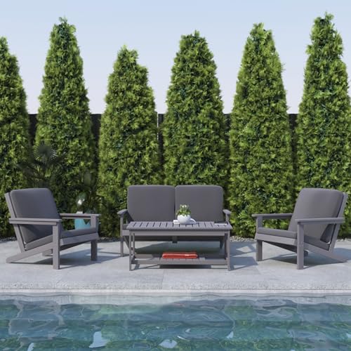 Flash Furniture Charlestown Adirondack Loveseat with Cushions Gray