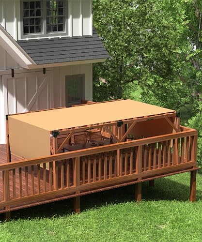 DEXSO 12' x 20' Cedar Wood Pergola with Retractable Shade Canopy Reddish-Brown