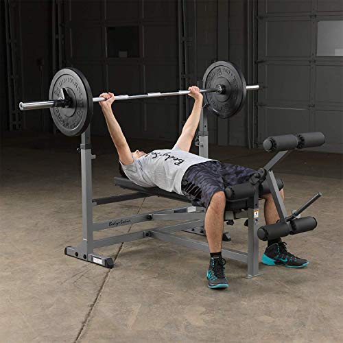 Body-Solid PowerCenter Olympic Bench - Versatile Weight Bench with Squat Rack, Bench Press Rack, and Leg Developer