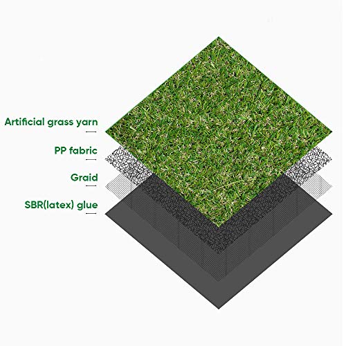 WarmShe Artificial Grass Turf 1.38inch 4 Tone Green 10FTx82FT