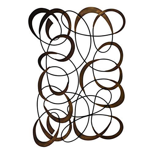 MY SWANKY HOME Extra Large 57" Modern Swirl Iron Wall Art Metal Grille Plaque Brown