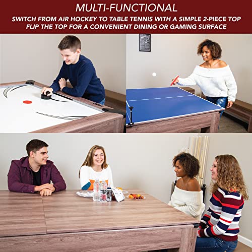 Hathaway Driftwood 7-ft Air Hockey Table Tennis Combination Woodgrain