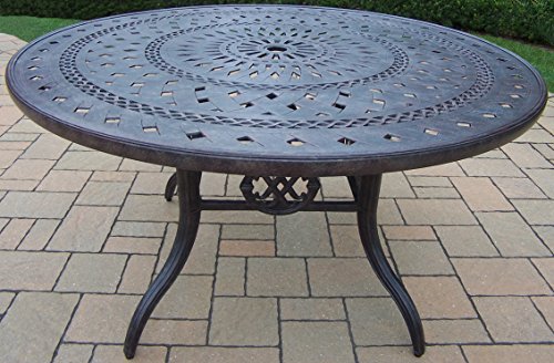 Oakland Living Victoria 9-Piece Patio Set with 54-Inch Table, 6 Cushioned Chairs & Umbrella Aged