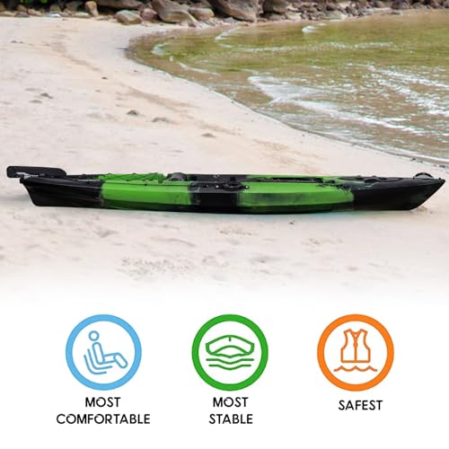 Hipicute 13FT Fishing Kayak Green Camo with Paddle & Comfortable Seat, 400LBS Capacity
