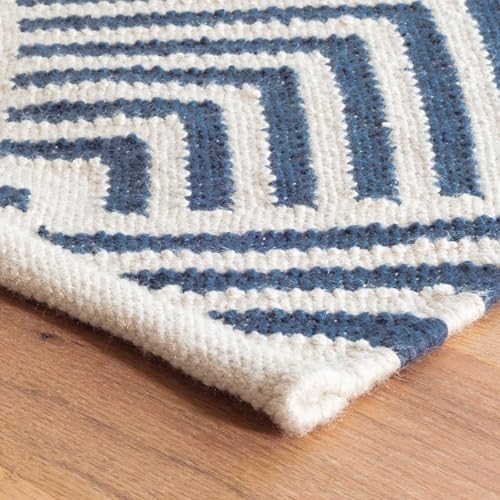 Dash & Albert Cleo Indoor/Outdoor Area Rug 5' x 8' Navy Geometric Handwoven Washable