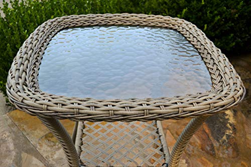 Tortuga Outdoor Rio Vista Bistro Set with Swivel Glider Chairs and Side Table Sandstone Wicker