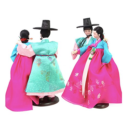 Parkssisangbang Korean Traditional Handicraft Dolls Sarang-ga Collectible Hanbok Gift Set Green/Blue/Pink