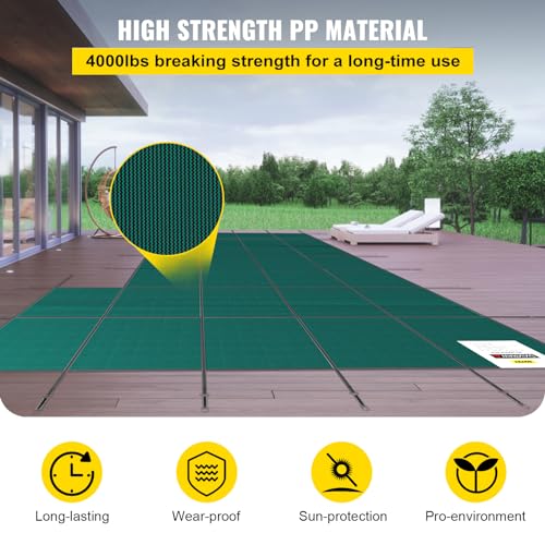 VEVOR Inground Pool Safety Cover for 18x36 ft Pools with Right End Step Green