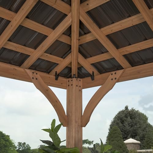 Backyard Discovery Barrington 12' x 10' Cedar Wood Outdoor Gazebo Pavilion Brown