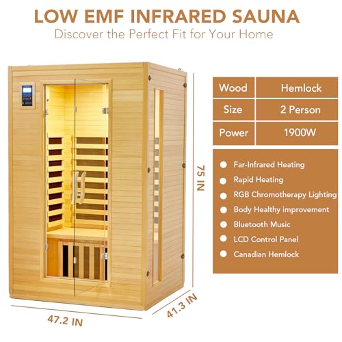 Garvee 2024 Upgrade 2 Person Infrared Sauna Wood