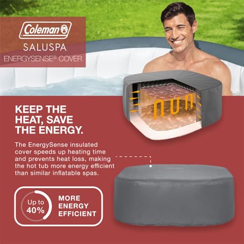 Bestway Coleman Hawaii AirJet Inflatable Hot Tub with EnergySense Cover Gray + SaluSpa Spa Seat & Pillows
