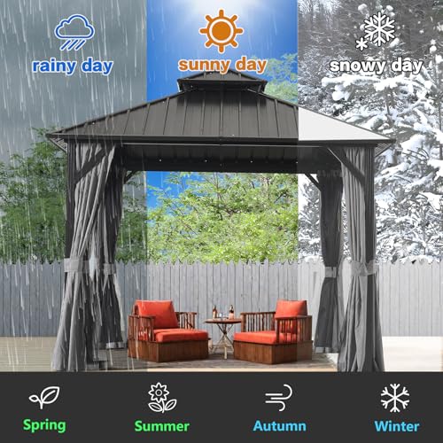 Endark 12x12FT Patio Gazebo with Steel Canopy Gray