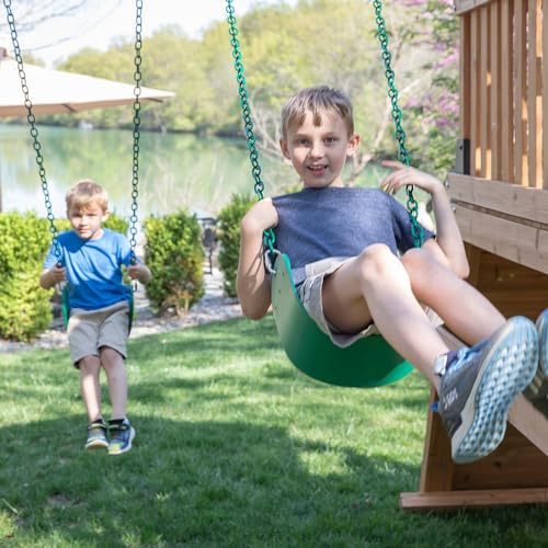 Backyard Discovery Endeavor II Cedar Swing Set Playset Green Wave Slide