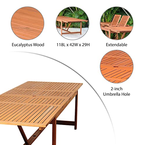 Brampton Patio Indi 11-Piece Dining Set 100% FSC Eucalyptus Wood Brown