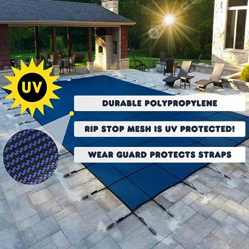 Freetime Fun Pool Safety Cover Commercial Grade Rectangle Blue