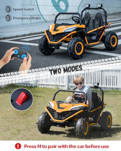 ELEMARA 24V 2 Seater XL Electric Off-Road UTV for Kids Mustard