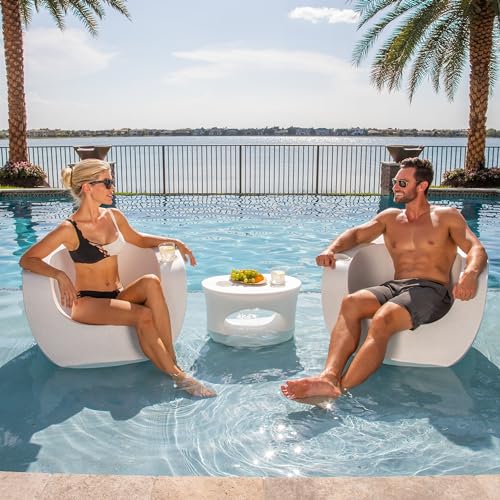 REZVANI FURNITURE STUDIO Tenjam Splash Series Amped Side Table for Pool Use (White Amped)