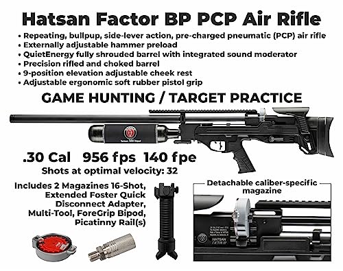 Wearable4U Hatsan Factor BP Bullpup .30 Cal PCP Air Rifle Bundle with Hard Case, Scope, Targets, and Pellets