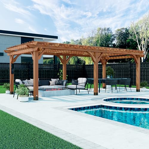 Backyard Discovery Beaumont 24' x 12' Cedar Wood Pergola Kit Light Brown