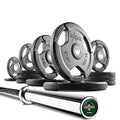 XMark Olympic Bar Chrome Black Manganese Phosphate 28mm Grip 205 lb. Tri-Grip Set