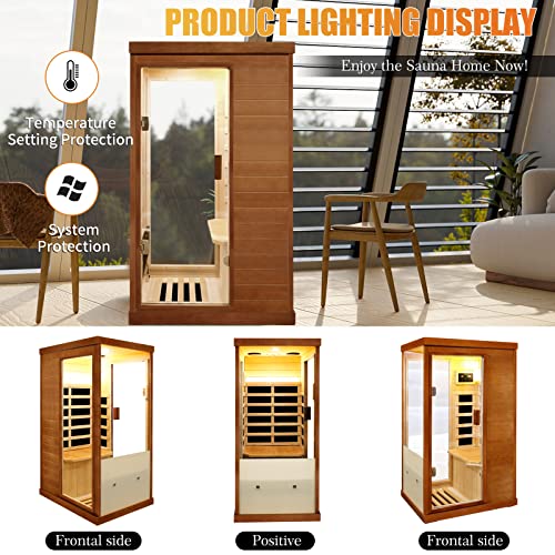 Gxcevsou Far Infrared Sauna 1 Person Canadian Hemlock Natural
