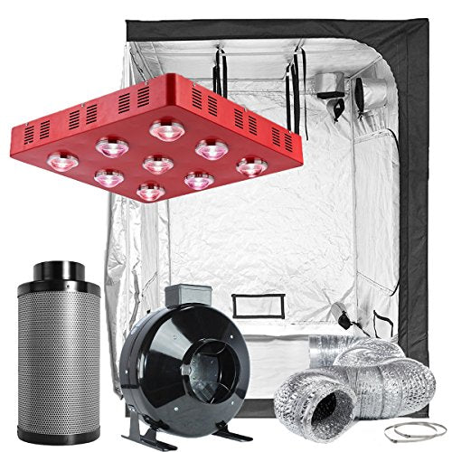 TopoLite Complete Hydroponic Grow Tent Kit with 1800W LED Light and 6" Carbon Filter 60"x60"x80