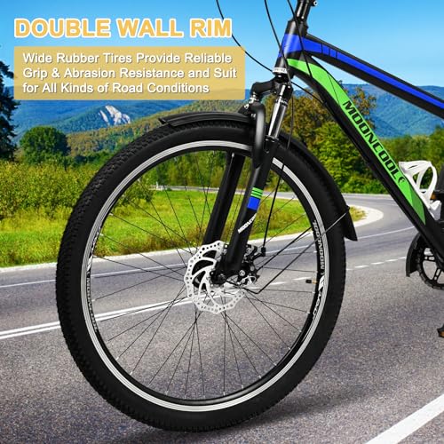 NAIZEA Adult Mountain Tricycle 7 Speed Three Wheel Cruiser Bike 24/26/27.5 Inch Trikes with Shopping Basket Black Blue Green