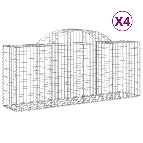 Arched Gabion Baskets 4 pcs Galvanized Iron Plant Pots Self-Watering Indoor Outdoor Gardening