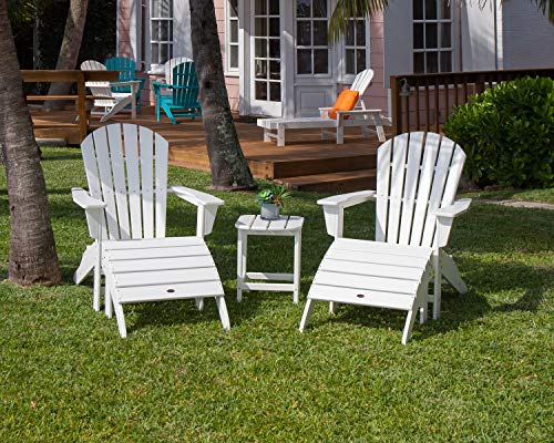 Polywood South Beach 5-Piece Adirondack Chair Set with Side Table & Ottomans Black