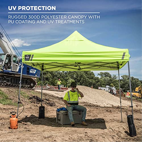 Ergodyne Shax 6051 Pop Up Canopy Kit with Weight Bags & Side Panels 10' x 10' Blue