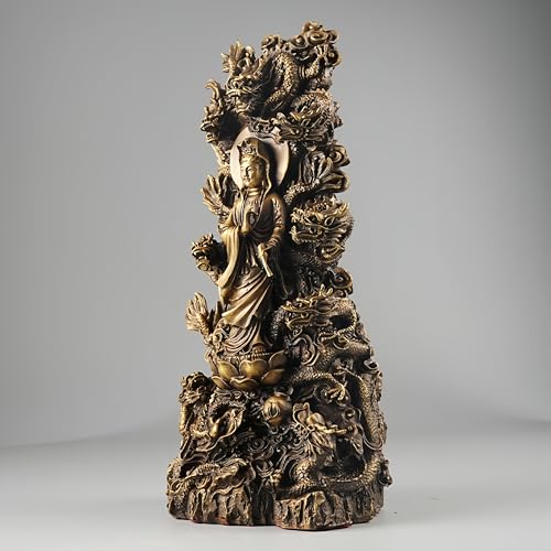 FENGSHUI-CAISHEN Pure Copper Guan Yin Statue Large Brass