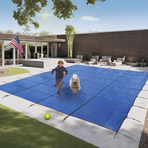 Freetime Fun Rectangle Pool Safety Cover Triple Stitched Mesh 16 YR Warranty Blue