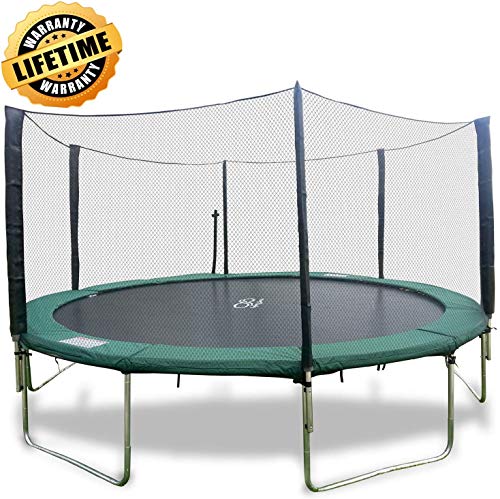 Galactic Xtreme 16ft Round Trampoline with Net Green Pad Black Mat