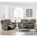 Eafurn Grey 2-Piece Reclining Sectional Sofa Set with Storage & Cup Holders
