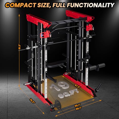 GarveeLife Power Cage Smith Machine Red