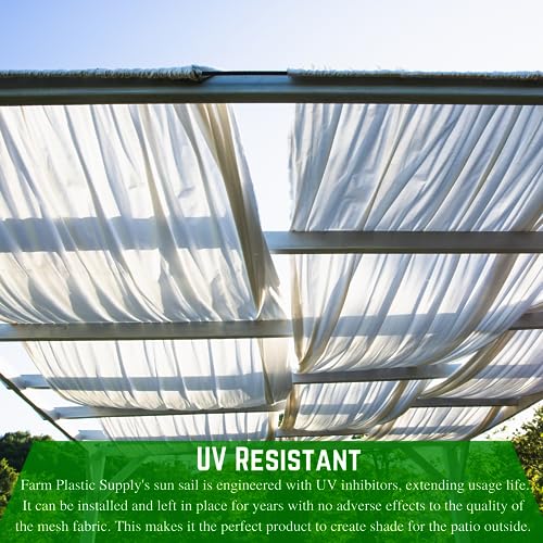 Farm Plastic Supply White Shade Cloth 50% Mesh Fabric 20' x 200'