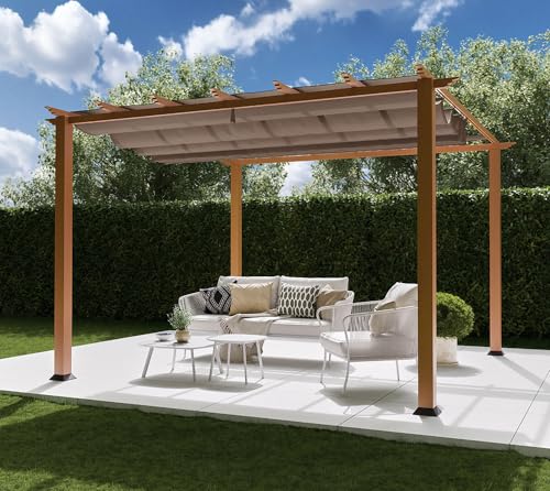 STC Valve 10' H x 11' W x 11' D Pergola Cocoa, Sand, White