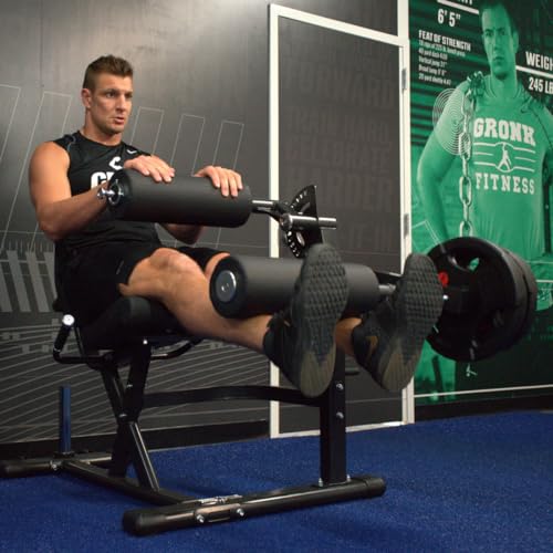 Gronk Fitness Leg Extension & Curl Machine - Adjustable Plate Loaded Bench