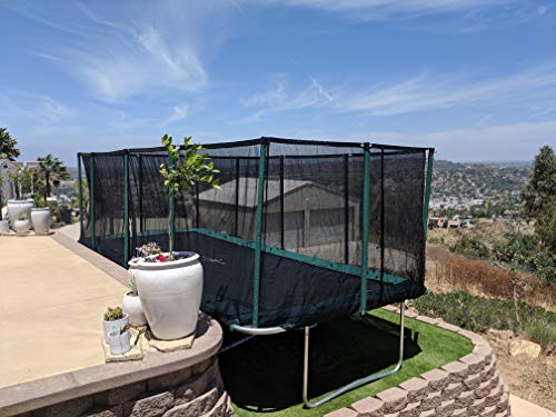 Galactic Xtreme Gymnastic Rectangle Trampoline with Safety Net, Commercial Grade, 750 lbs Capacity, 10x20 Ft, Black and Green