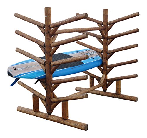 Log Kayak Rack 10 Place SUP Surfboard Rack Canyon Brown Finish