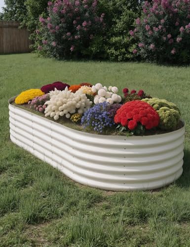 Hipicute 2Pcs 8x4ft Galvanized Raised Garden Bed Beige