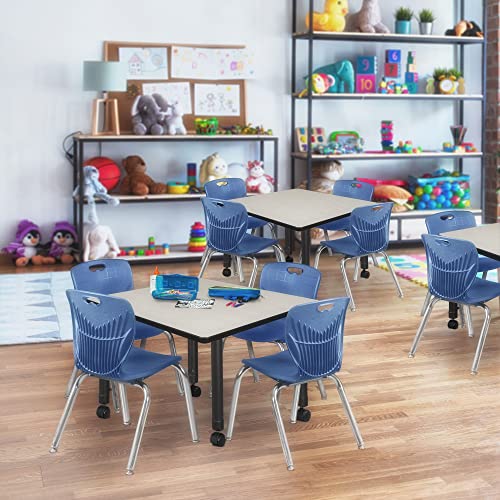 Regency Kee Height Adjustable Mobile Square Classroom Table 36" Maple