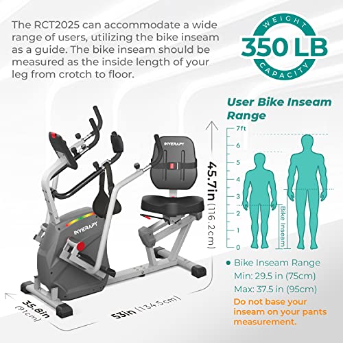 Inverapy Recumbent Cross Trainer with Swivel Seat & Leg Harness White/Gray/Black