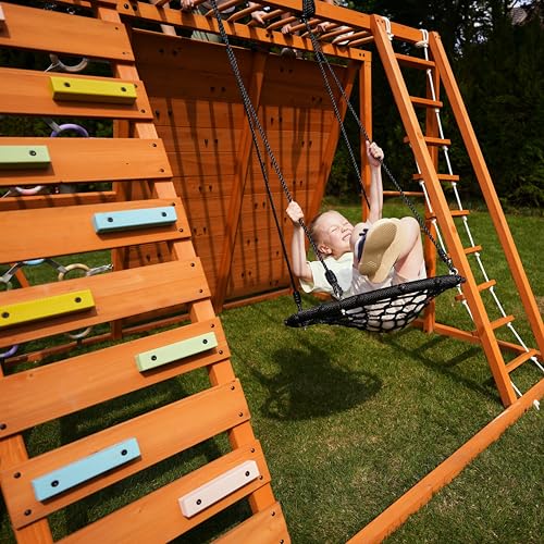 Avenlur Sycamore Ultimate Climbing Set with Swings & Trapeze Bar Colorful