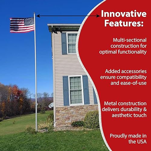 Telepole Manufacturing Inc 7000-T8 Aluminum Sectional Flagpole 28' Silver