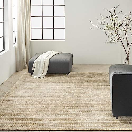 Calvin Klein Valley Abstract Gold Wool Area Rug 7'9" x 9'9