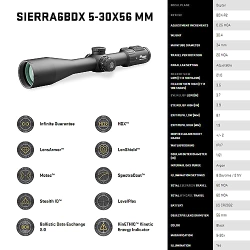 Sig Sauer SIERRA6BDX 5-30x56mm Riflescope Black